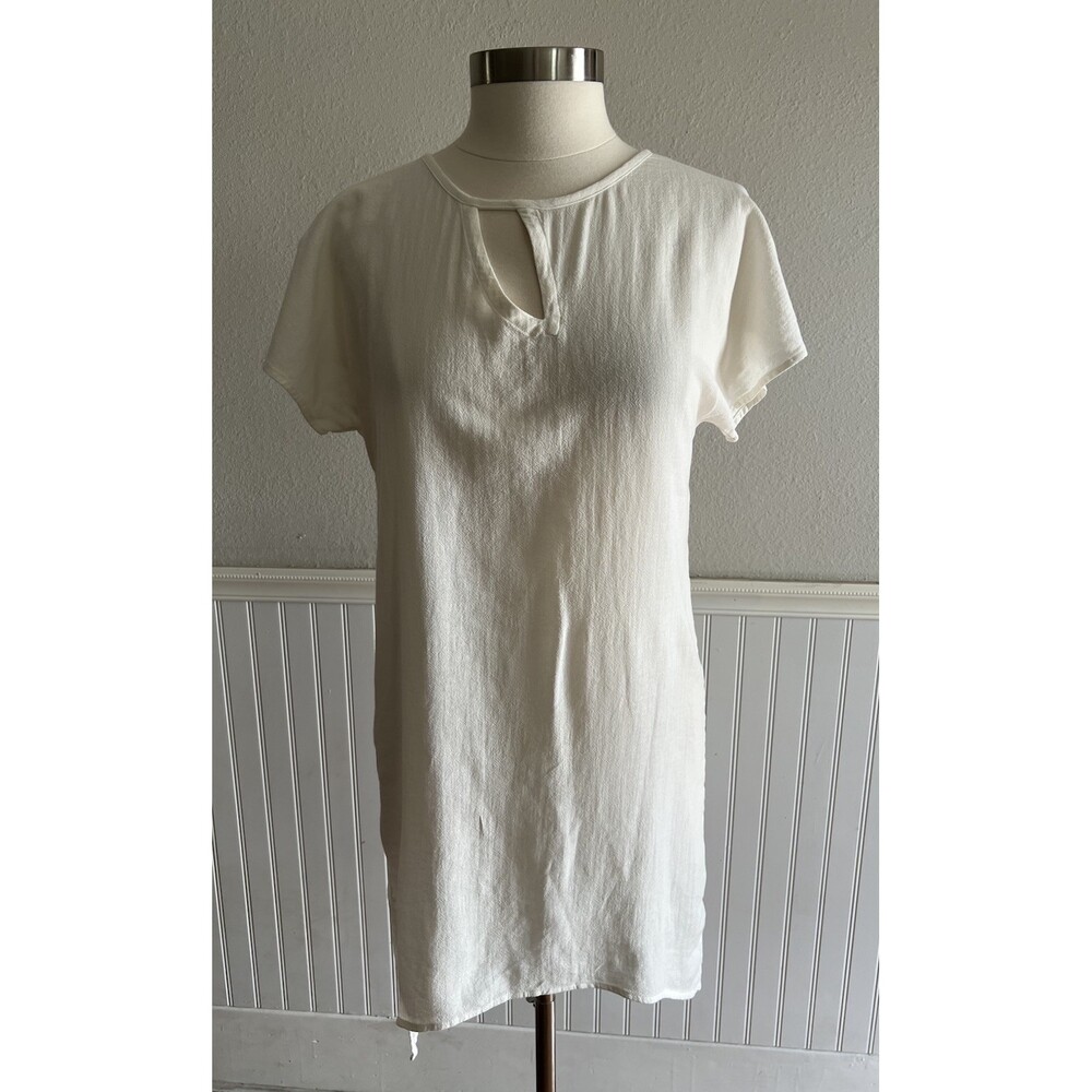 Soft Surroundings Asymmetric Hem Midi Dress 100% Cotton Gauze Ivory S